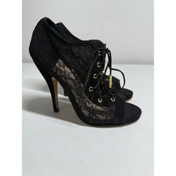 Victoria’s Secret Size 7,5 Black Lacie Tie Lace Up Heels / Stilettos - Picture 1 of 15